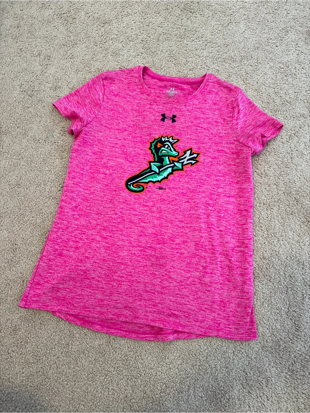 Under Armour Girls' Pink Performance Tee with Seahorse Logo Norfolk Tides